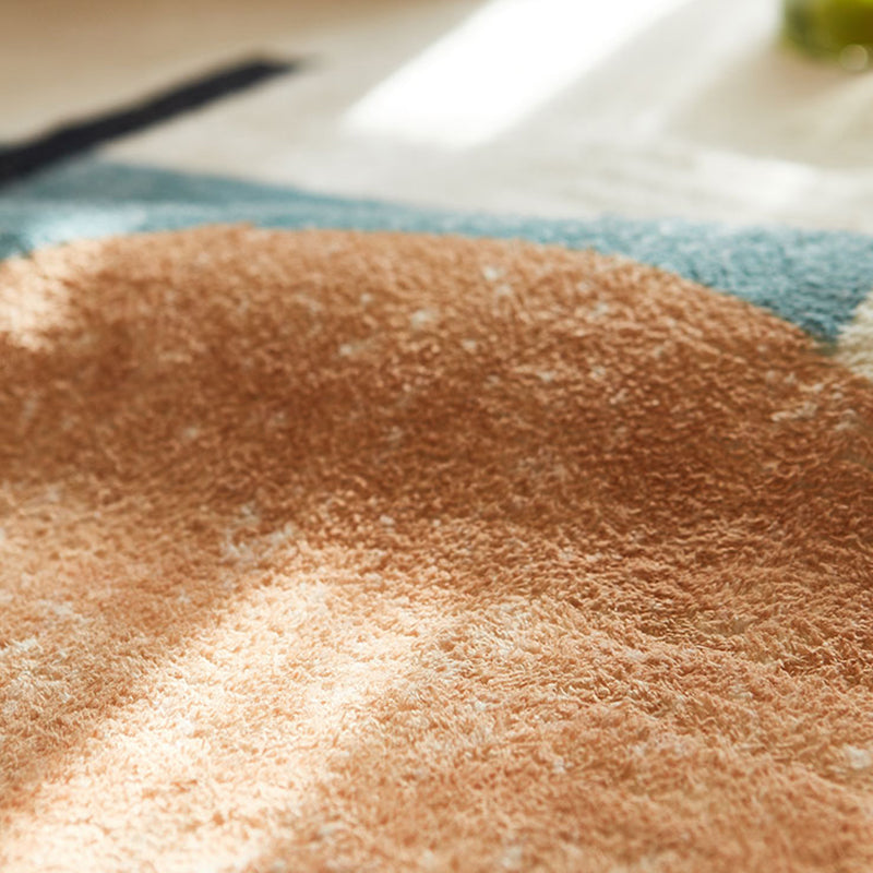 White Tone Casual Area Carpet Polyester Color Block Indoor Rug Anti-Slip Backing Rug for Living Room