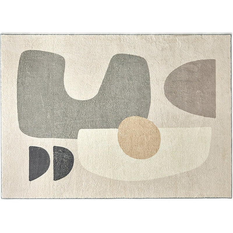 Apricot Tone Calming Rug Polyester Abstract Print Indoor Rug Non-Slip Backing Carpet for Living Room