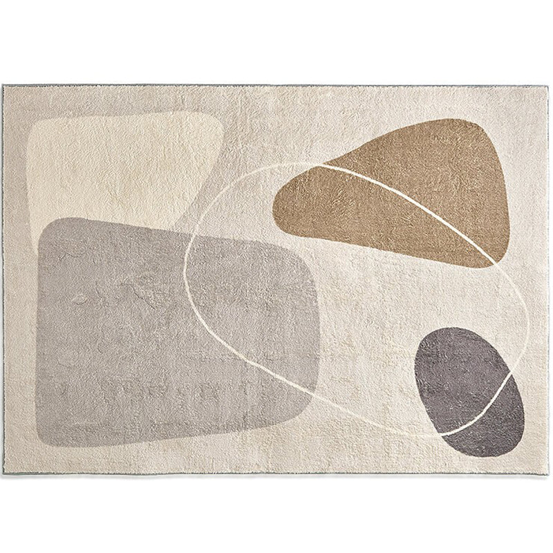 Apricot Tone Calming Rug Polyester Abstract Print Indoor Rug Non-Slip Backing Carpet for Living Room