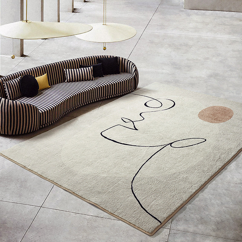 Apricot Tone Calming Rug Polyester Abstract Print Indoor Rug Non-Slip Backing Carpet for Living Room