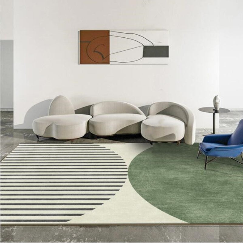 Color Mixed Nordic Indoor Rug Polyester Abstract Print Carpet Non-Slip Backing Rug for Home Decor