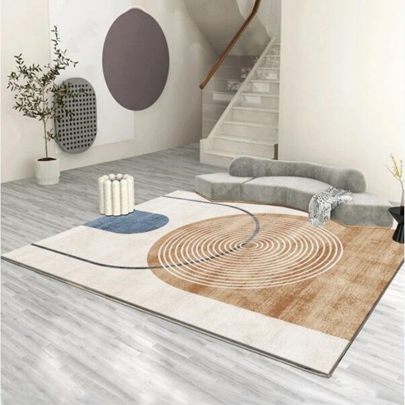 Color Mixed Nordic Indoor Rug Polyester Abstract Print Carpet Non-Slip Backing Rug for Home Decor