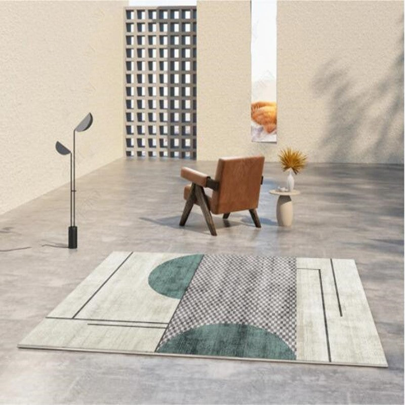 Color Mixed Nordic Indoor Rug Polyester Abstract Print Carpet Non-Slip Backing Rug for Home Decor