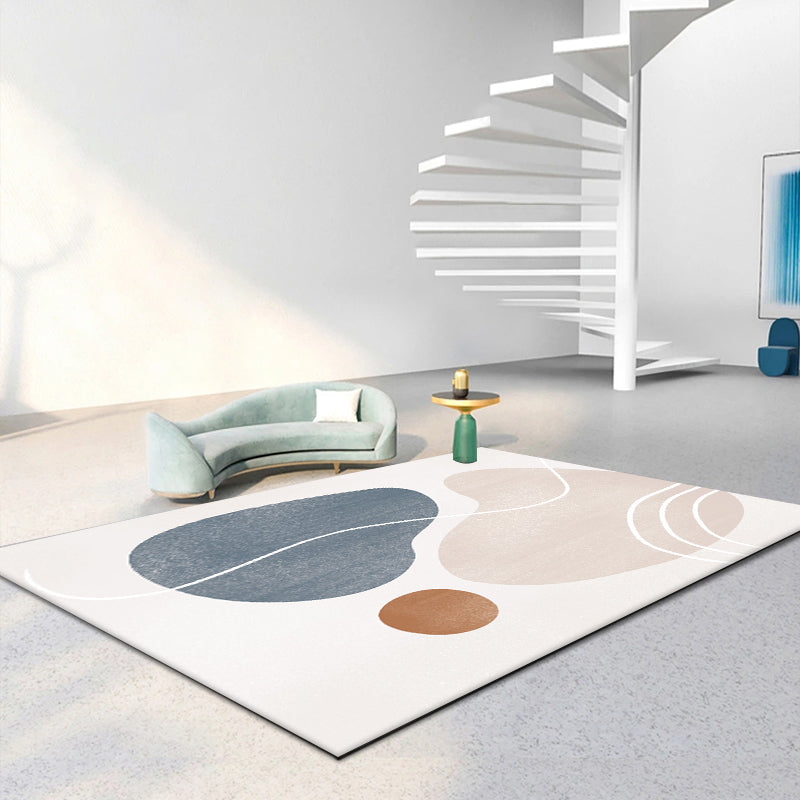 White Tone Modern Indoor Rug PVC Color Block Carpet Non-Slip Backing Rug for Home Decoration