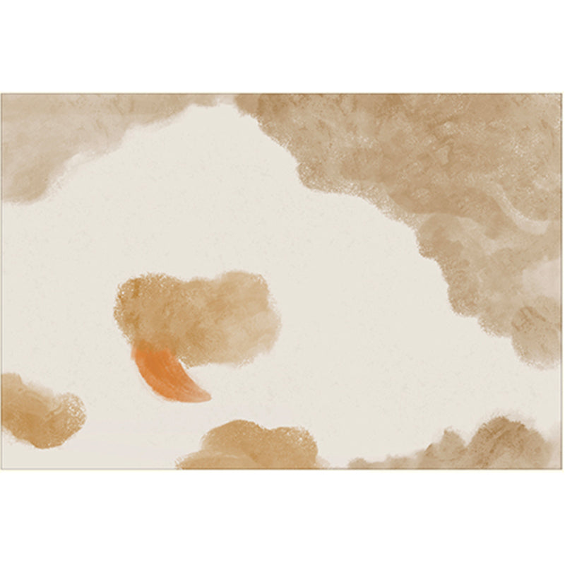 Minimalist Irregular Print Rug Apricot Tone Polyester Area Carpet Washable Rug for Living Room