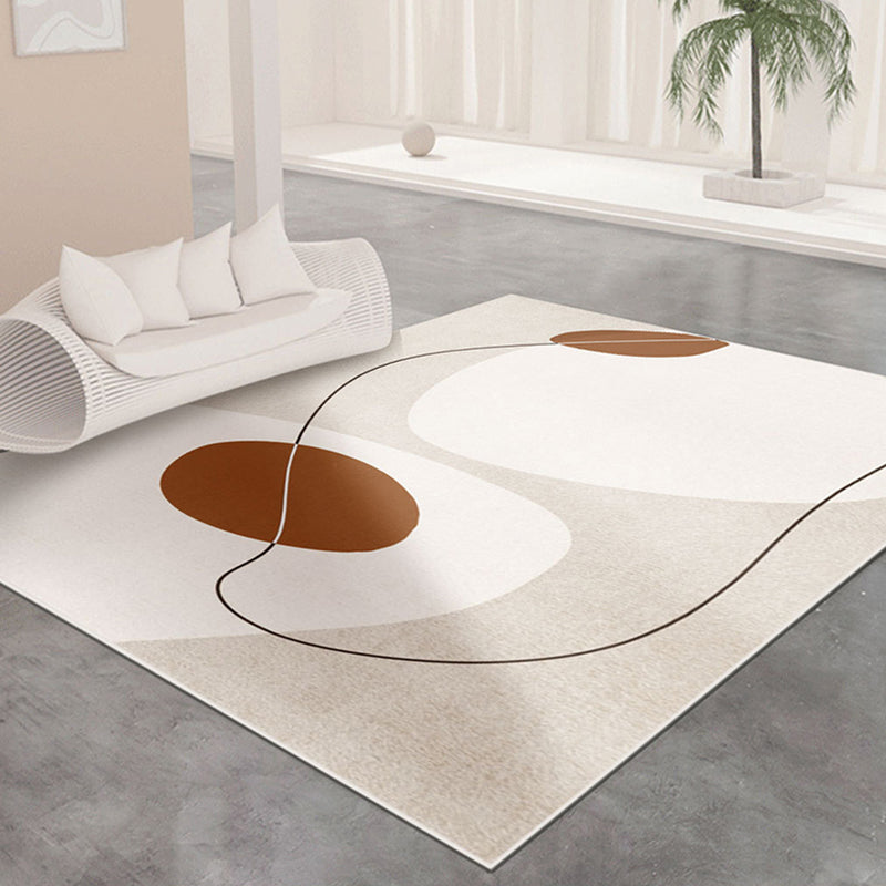 Minimalist Color Block Rug Apricot Tone Polyester Area Carpet Non-Slip Backing Rug for Living Room