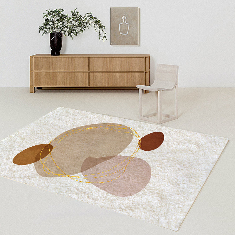 Minimalist Color Block Rug Apricot Tone Polyester Area Carpet Non-Slip Backing Rug for Living Room