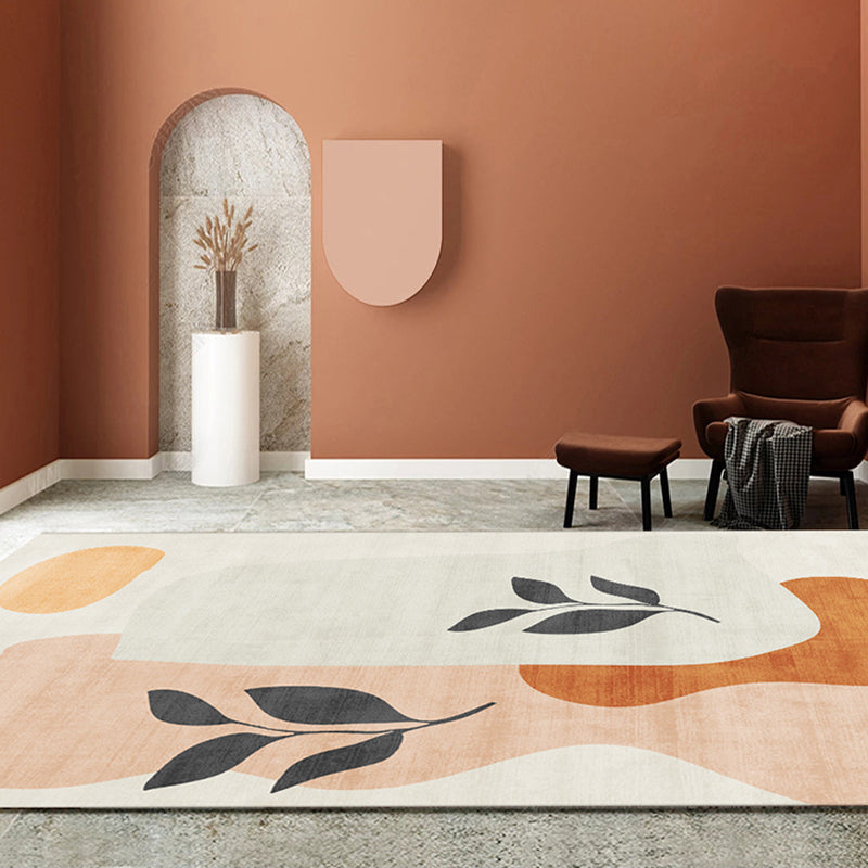 Minimalist Color Block Rug Apricot Tone Polyester Area Carpet Non-Slip Backing Rug for Living Room