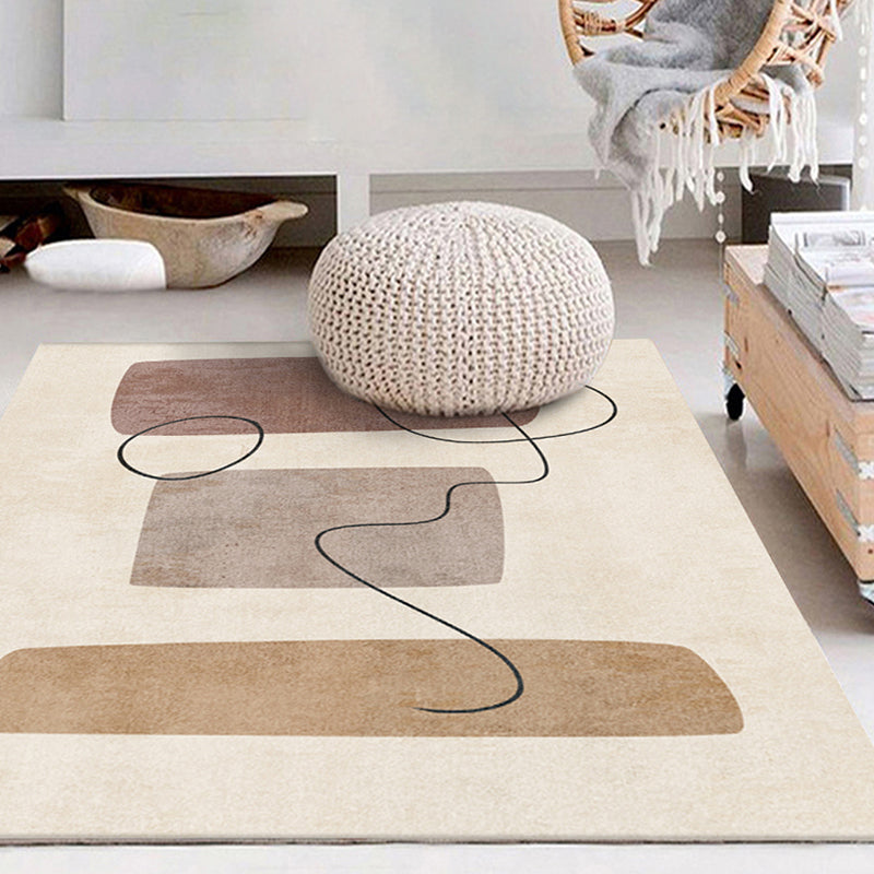 Minimalist Color Block Rug Apricot Tone Polyester Area Carpet Non-Slip Backing Rug for Living Room