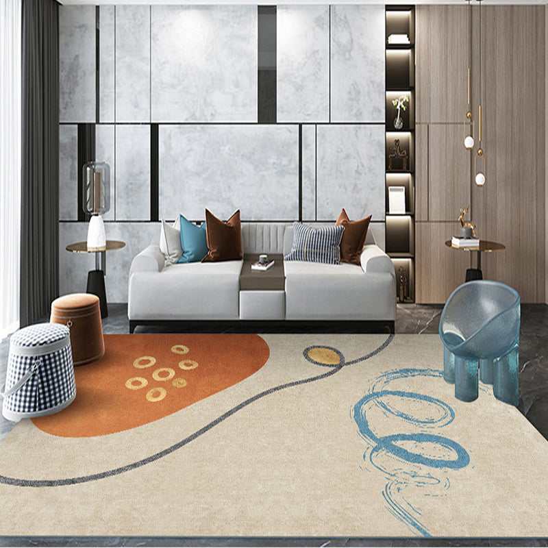Minimalist Color Block Rug Apricot Tone Polyester Area Carpet Non-Slip Backing Rug for Living Room