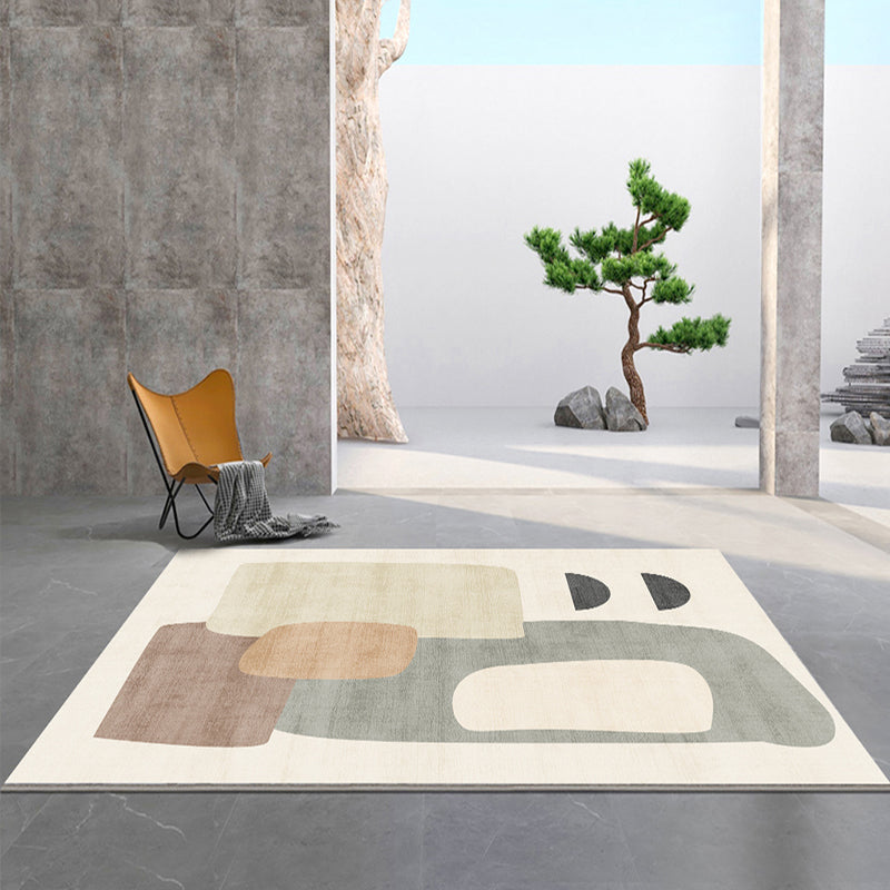 Creative Abstract Print Rug Apricot Tone Polyester Area Carpet Non-Slip Backing Rug for Living Room