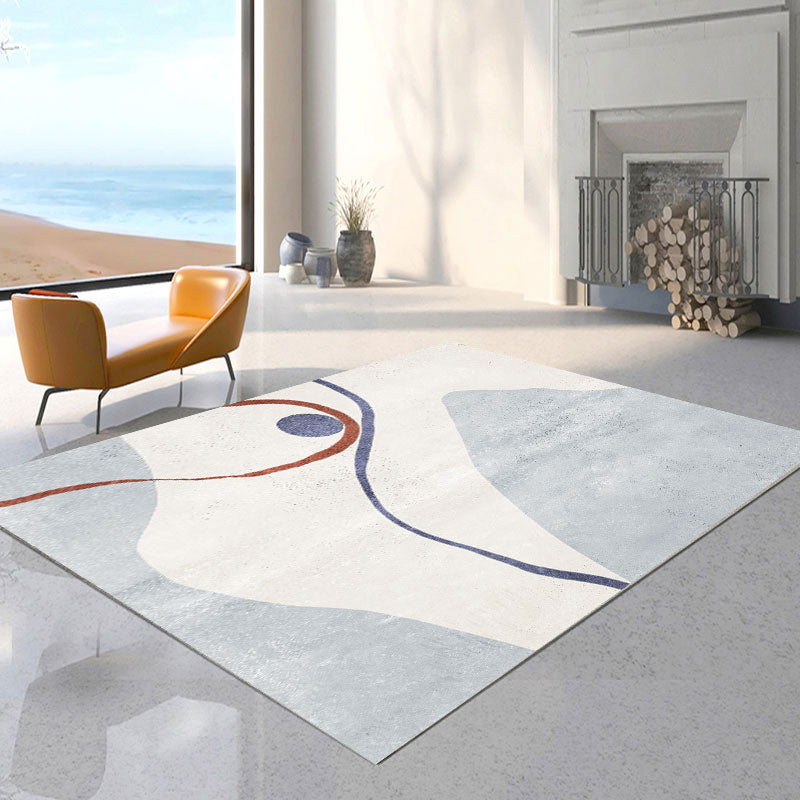 Creative Abstract Print Rug Apricot Tone Polyester Area Carpet Non-Slip Backing Rug for Living Room