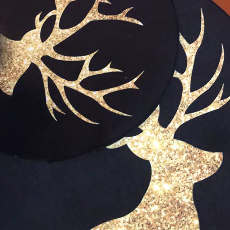 Round Black Tone Bedroom Carpet Bionic Animals Printed Area Rug Polyester with Stain Resistant Rug