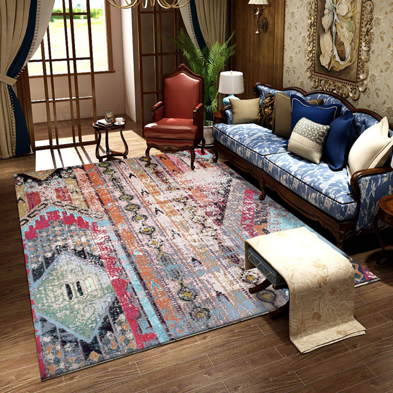 Classical Olden Area Rug Whitewash Polyester Indoor Carpet Polyester Washable Rug for Living Room