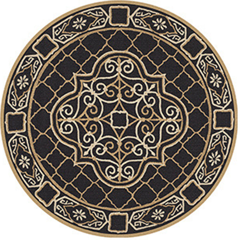 Symmetrical Floral Print Rug Moroccan Polyester Area Rug Anti-Slip Backing Carpet for Home Decor