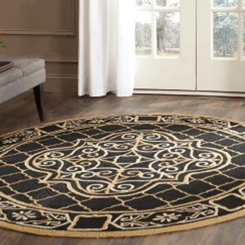 Symmetrical Floral Print Rug Moroccan Polyester Area Rug Anti-Slip Backing Carpet for Home Decor