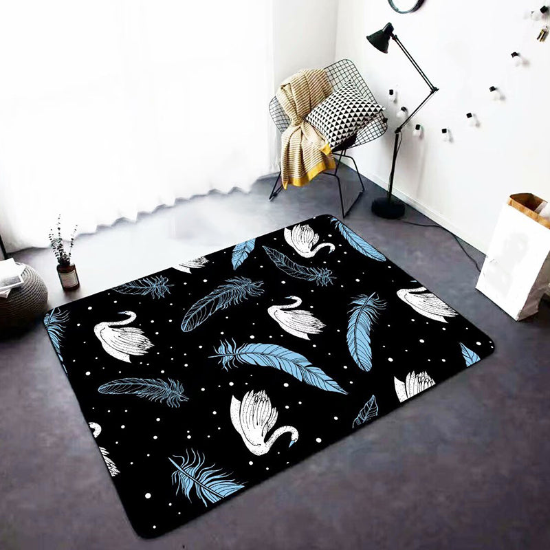 Multicolor Trendy Area Carpet Polyester Palm Leaves Area Rug Stain Resistant Carpet for Living Room