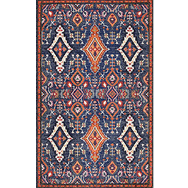 Traditional Medallion Pattern Rug Moroccan Polyester Area Rug Stain Resistant Carpet for Living Room