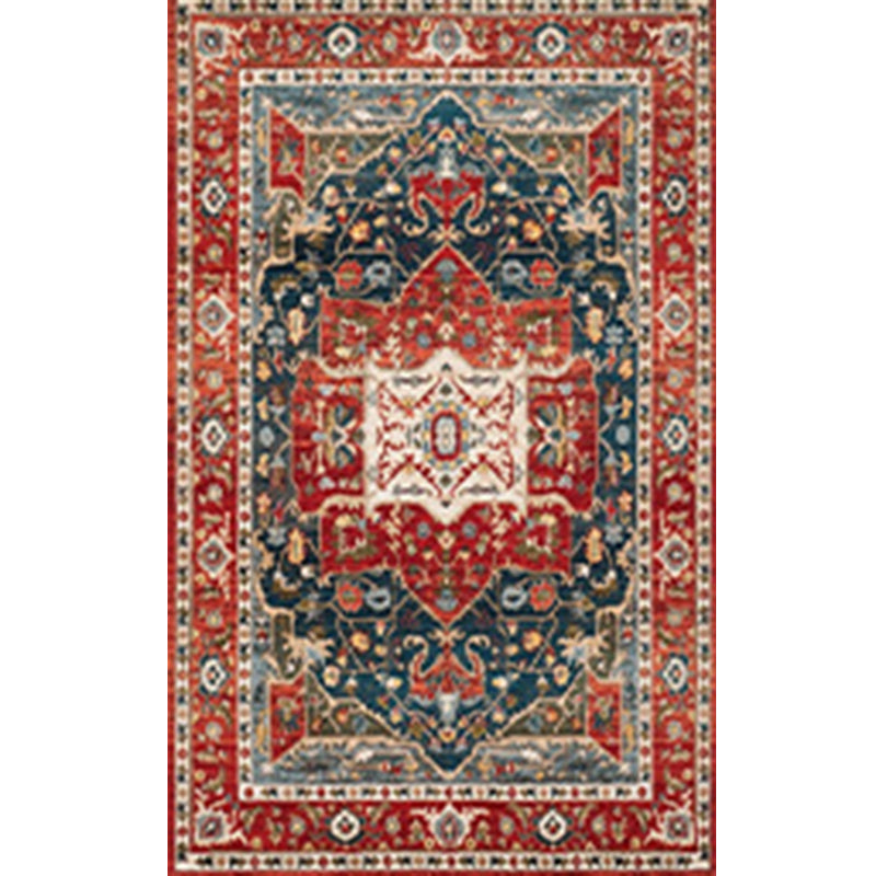Traditional Medallion Pattern Rug Moroccan Polyester Area Rug Stain Resistant Carpet for Living Room
