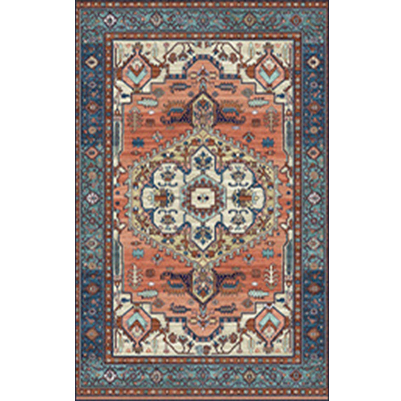 Traditional Medallion Pattern Rug Moroccan Polyester Area Rug Stain Resistant Carpet for Living Room