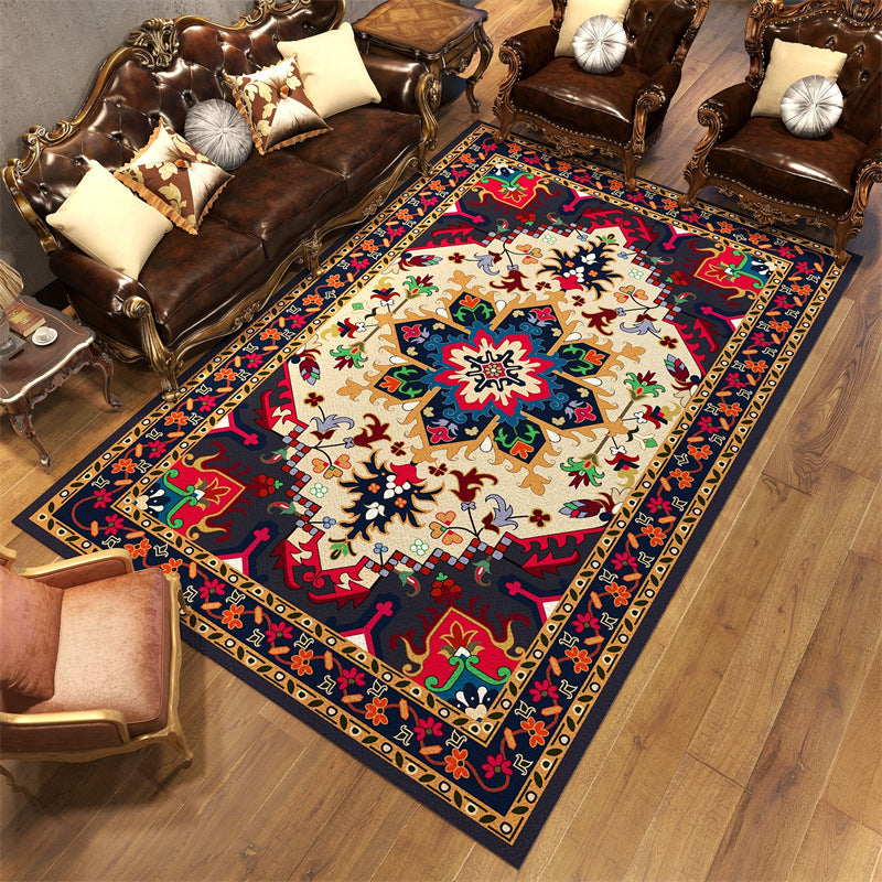 Victorian Medallion Pattern Rug Olden Moroccan Area Carpet Anti-Slip Backing Carpet for Living Room