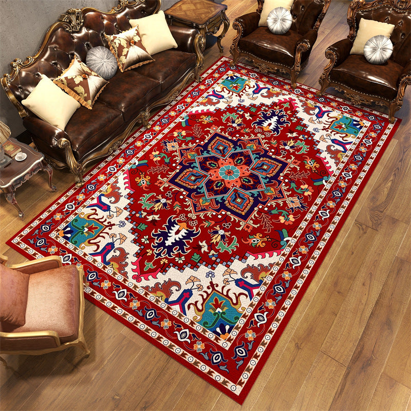 Victorian Medallion Pattern Rug Olden Moroccan Area Carpet Anti-Slip Backing Carpet for Living Room