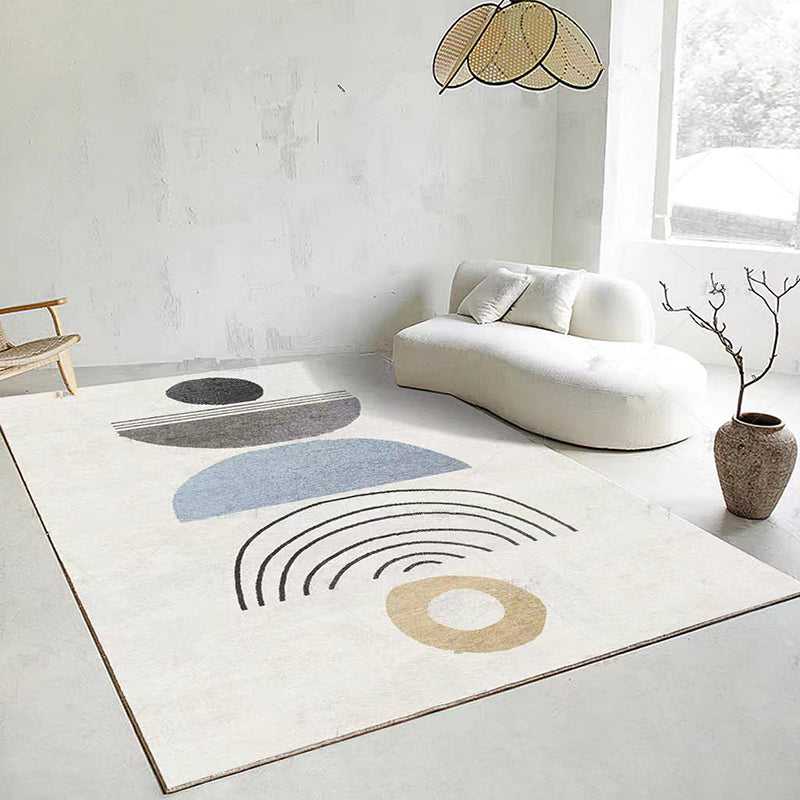 Tapis de bloc de couleur de ton blanc tapis nordique en Polyester support antidérapant tapis d'intérieur pour la décoration de la maison