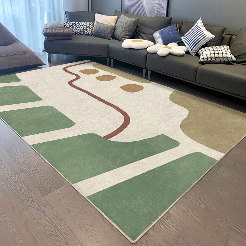 Apricot Tone Abstract Lines Rug Polyester Simple Carpet Non-Slip Backing Indoor Rug for Home Decor