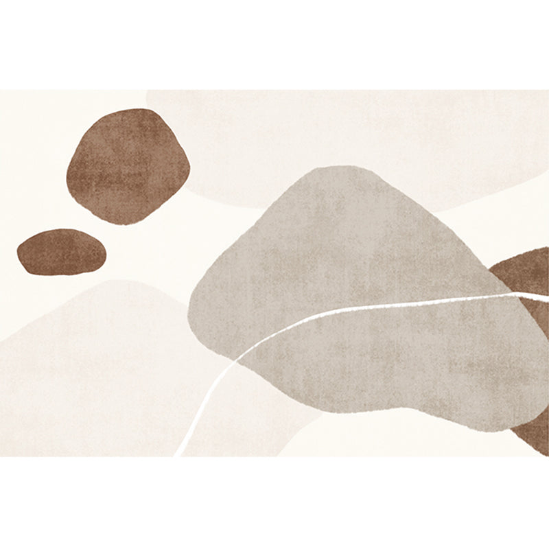 White Tone Modern Indoor Rug Polyester Color Block Carpet Non-Slip Backing Rug for Home Decoration