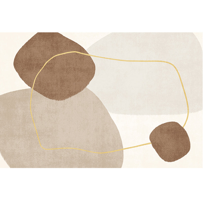 White Tone Modern Indoor Rug Polyester Color Block Carpet Non-Slip Backing Rug for Home Decoration