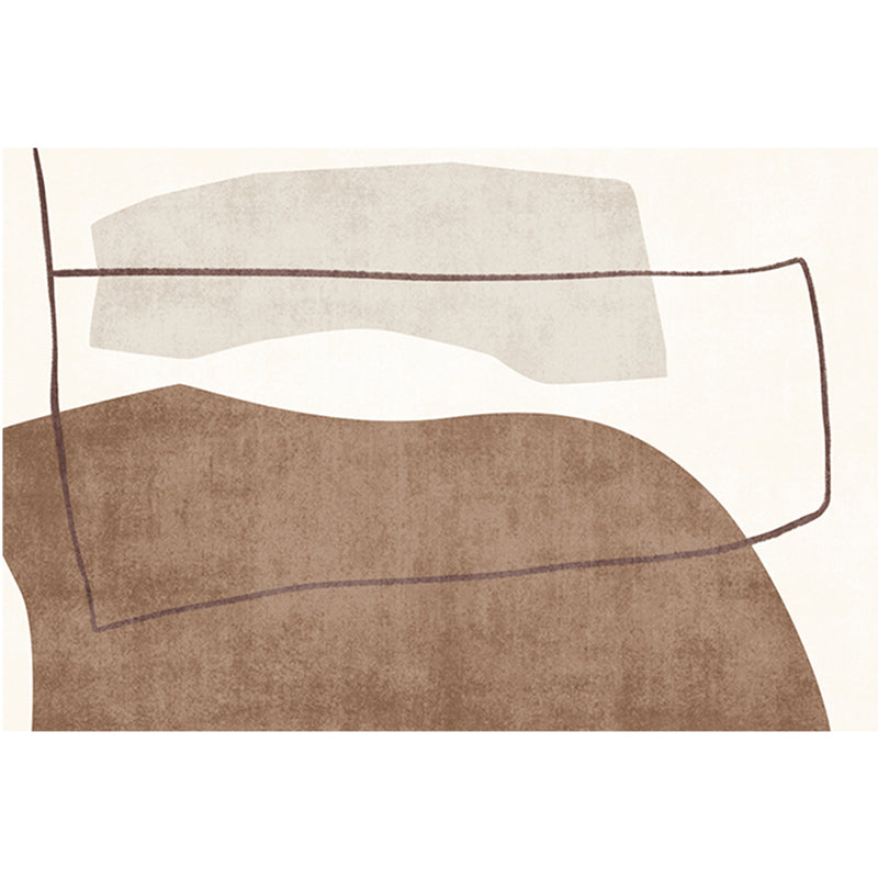 White Tone Modern Indoor Rug Polyester Color Block Carpet Non-Slip Backing Rug for Home Decoration