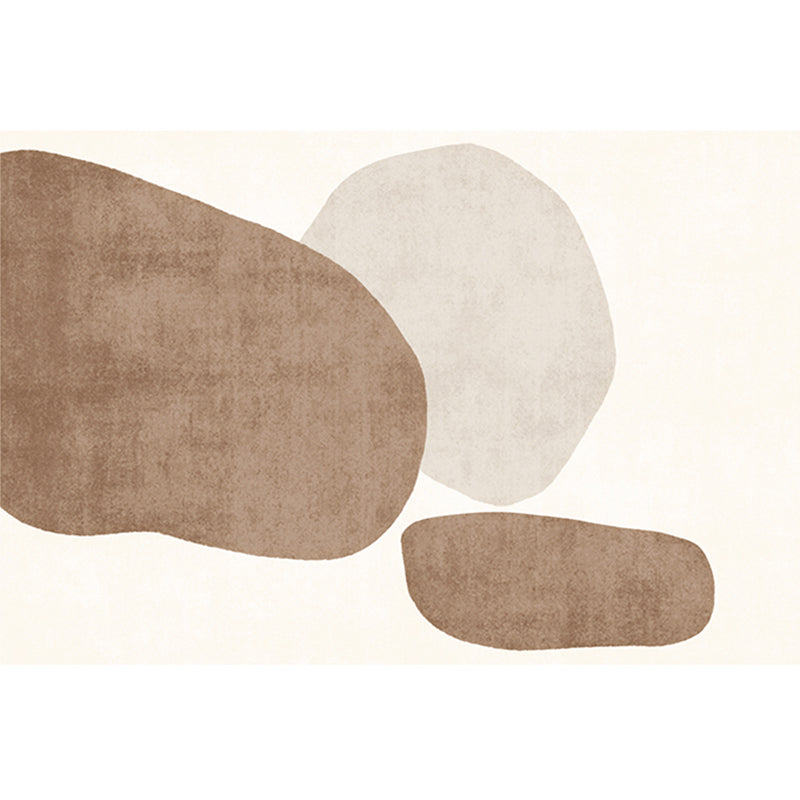 White Tone Modern Indoor Rug Polyester Color Block Carpet Non-Slip Backing Rug for Home Decoration