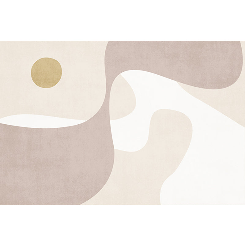 Creative Abstract Color Block Rug White Tone Polyester Area Carpet Washable Rug for Living Room