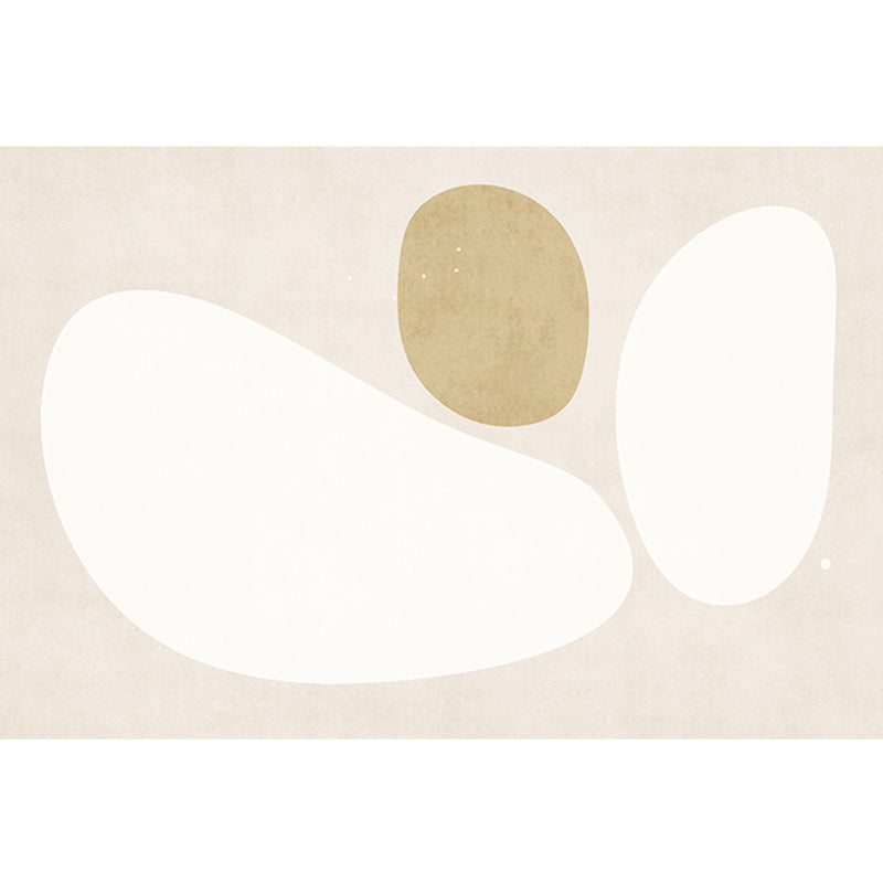 Creative Abstract Color Block Rug White Tone Polyester Area Carpet Washable Rug for Living Room