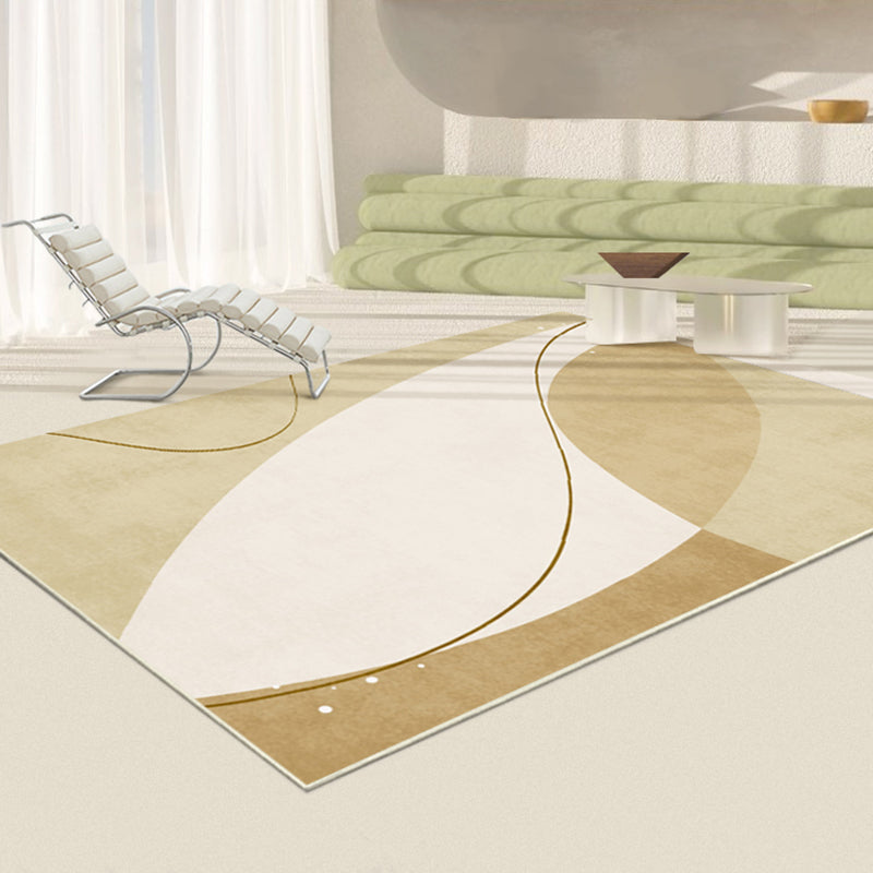 Creative Abstract Color Block Rug White Tone Polyester Area Carpet Washable Rug for Living Room