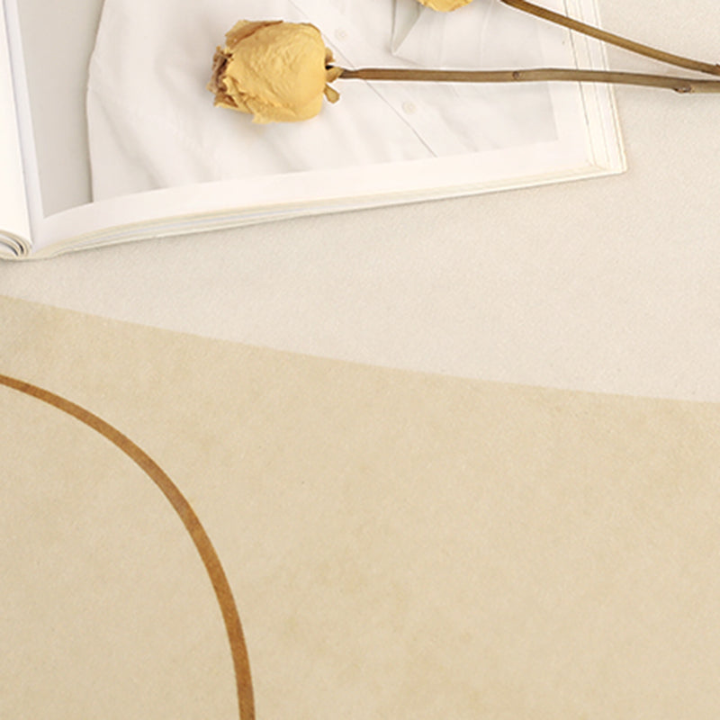 Creative Abstract Color Block Rug White Tone Polyester Area Carpet Washable Rug for Living Room