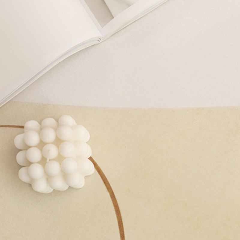 Creative Abstract Color Block Rug White Tone Polyester Area Carpet Washable Rug for Living Room