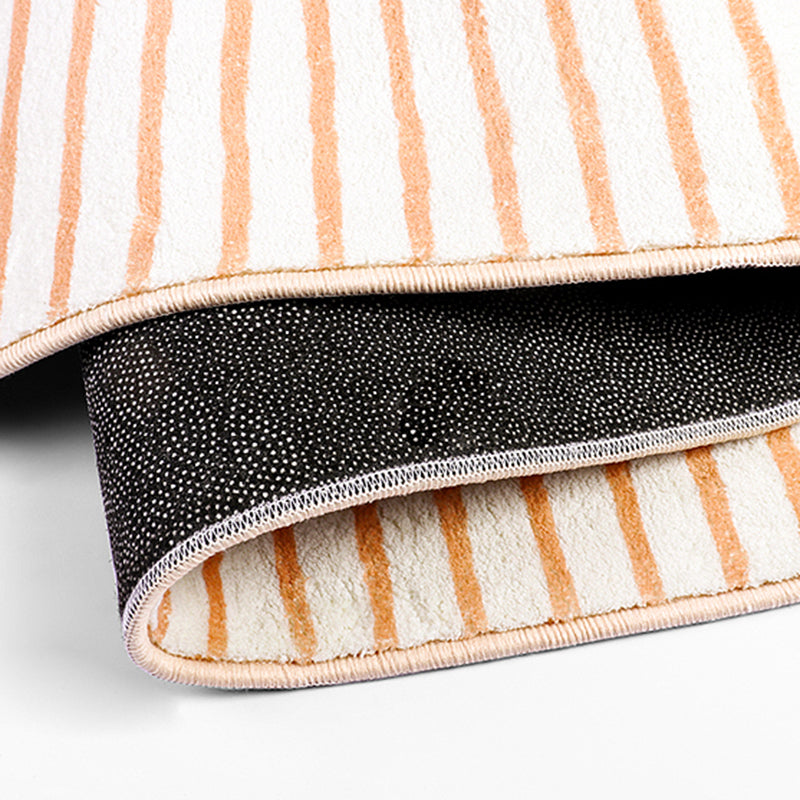 Minimalist Abstract Lines Rug White Tone Polyester Area Carpet Non-Slip Backing Rug for Living Room