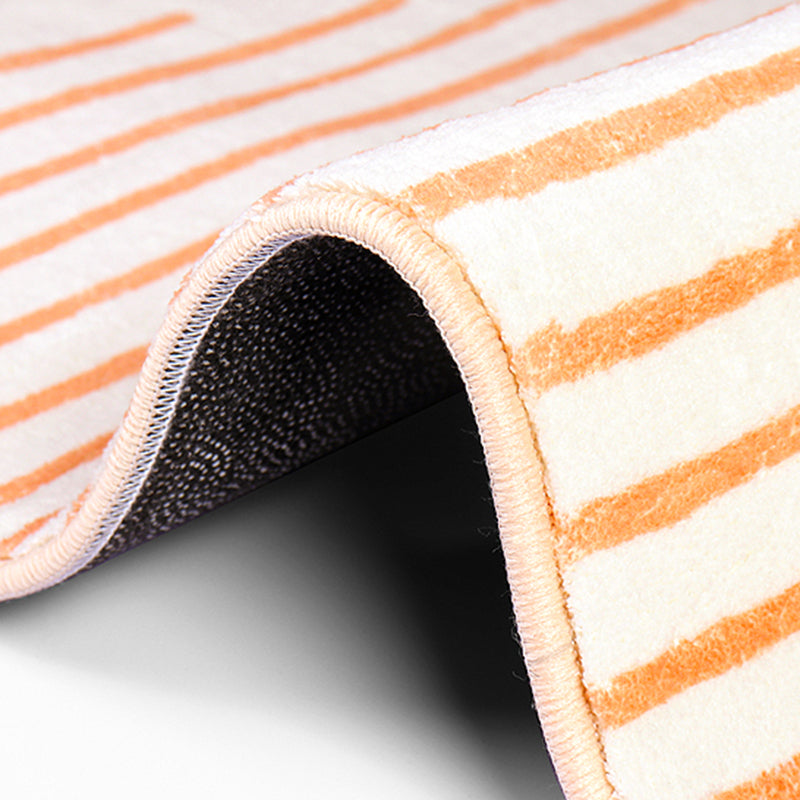 Minimalist Abstract Lines Rug White Tone Polyester Area Carpet Non-Slip Backing Rug for Living Room