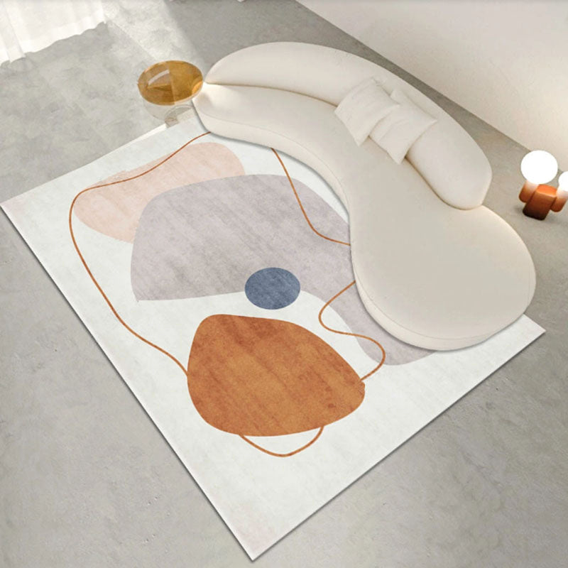 Simplicity Irregular Color Block Rug White Tone Polyester Area Carpet Easy Care Rug for Living Room