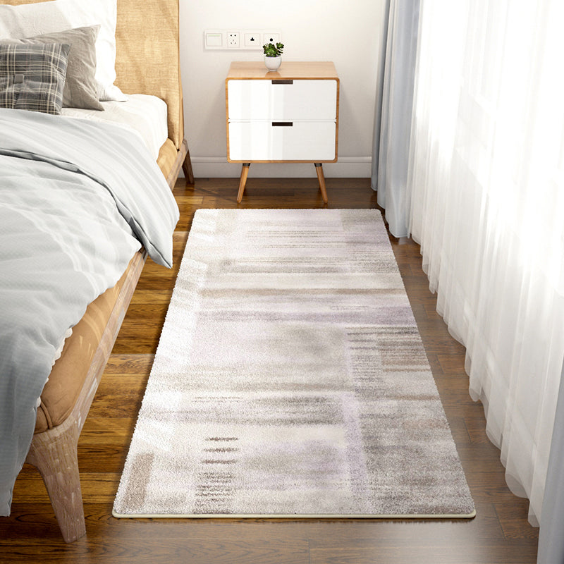 Modern Stripe Pattern Rug Grey Polyester Arae Carpet Non-Slip Area Rug for Bedroom