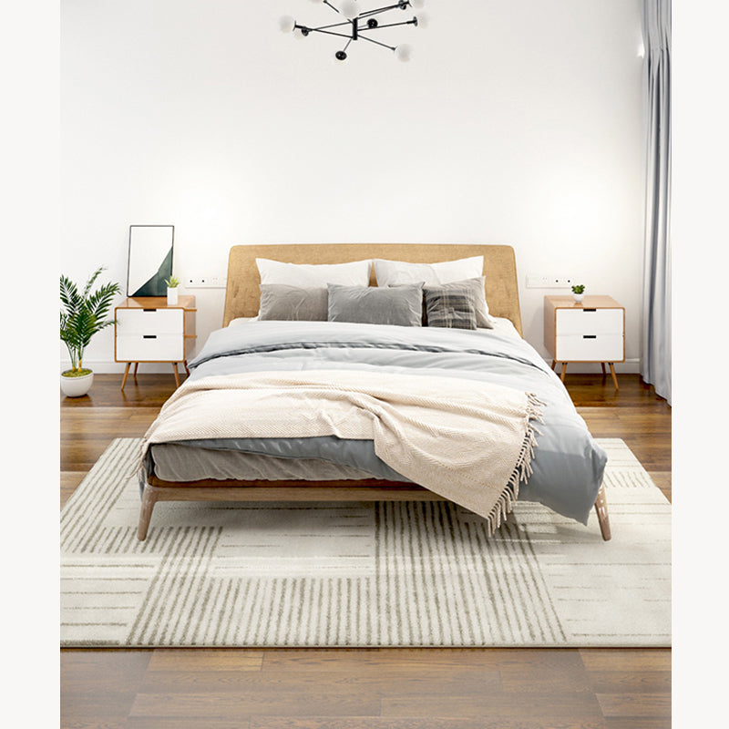 Modern Stripe Pattern Rug Grey Polyester Arae Carpet Non-Slip Area Rug for Bedroom