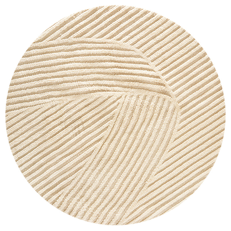 Apricot Area Rug Minimalist Round Carpet Polyster Washable Anti-Slip Carpet for Living Room