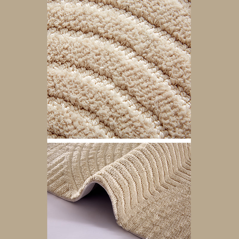 Apricot Area Rug Minimalist Round Carpet Polyster Washable Anti-Slip Carpet for Living Room