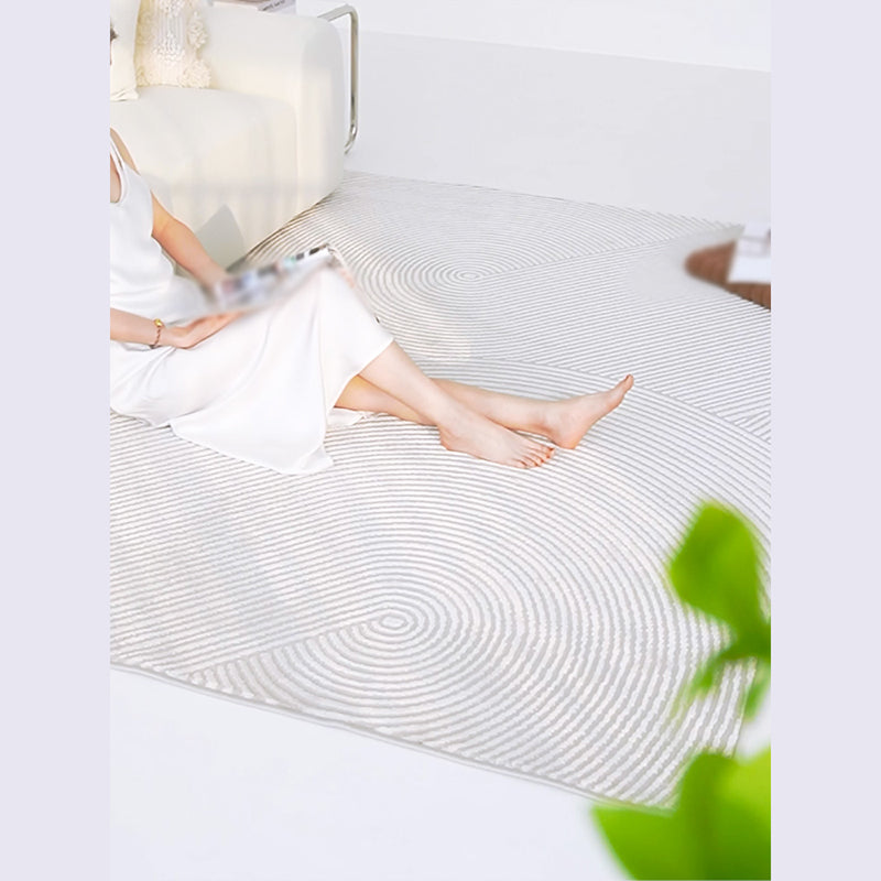 Grey Modern Area Carpet Polyester Stripe Pattern Rug Stain Resistant Area Rug for Home Decoration