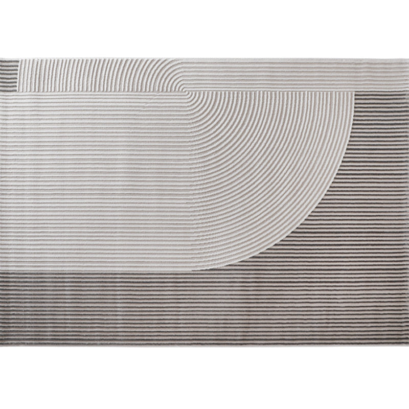 Grey Modern Area Carpet Polyester Stripe Pattern Rug Stain Resistant Area Rug for Home Decoration