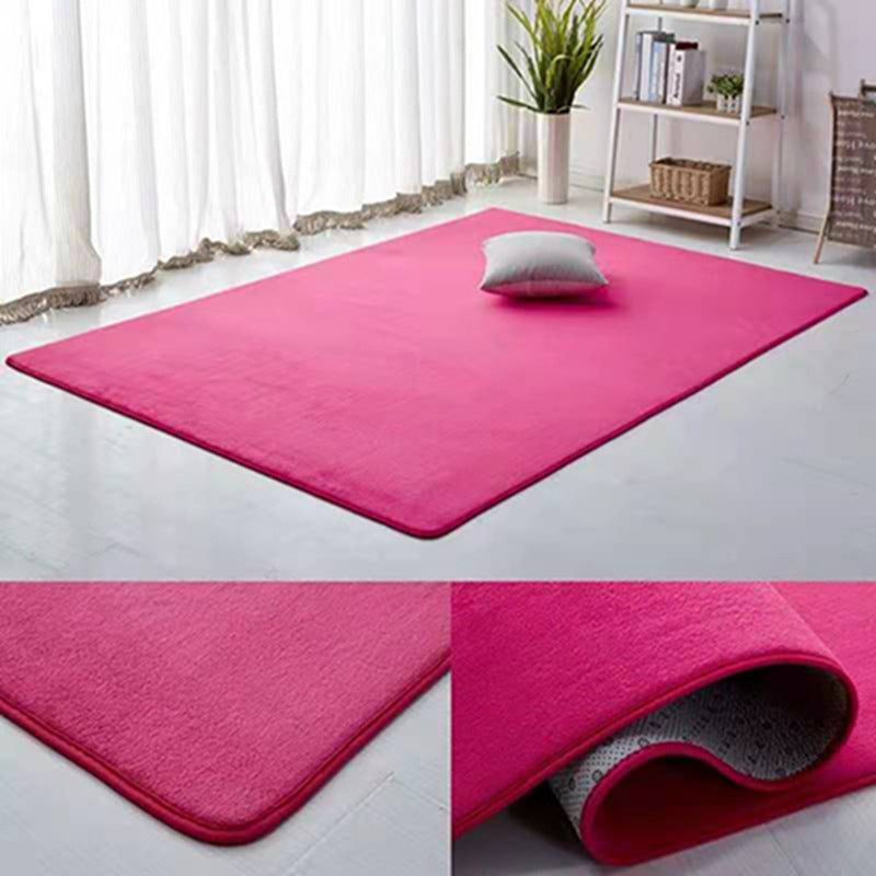 Tapis rose décontracté polyester pur espace tapis lavable pour le salon