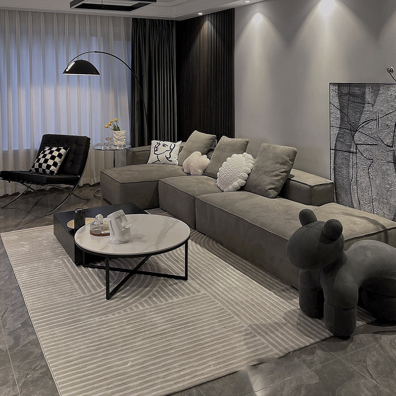 Fancy Grey Stripe Print Rug Polyester Modern Area Rug Easy Care Area Carpet for Living Room