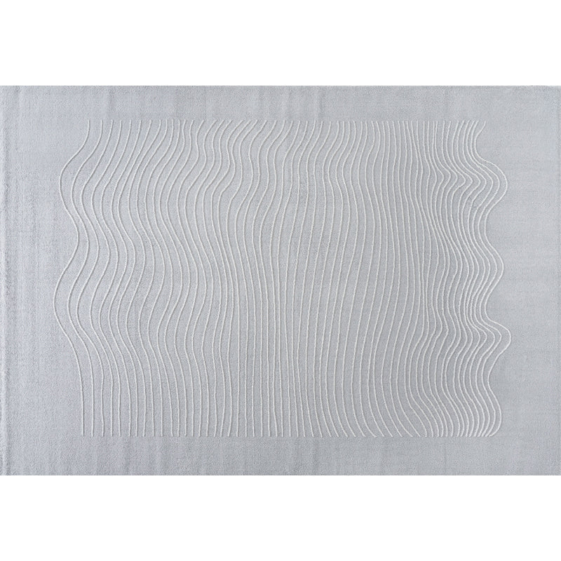 Fancy Grey Stripe Print Rug Polyester Modern Area Rug Easy Care Area Carpet for Living Room