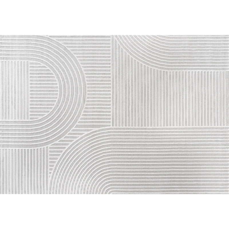 Fancy Grey Stripe Print Rug Polyester Modern Area Rug Easy Care Area Carpet for Living Room